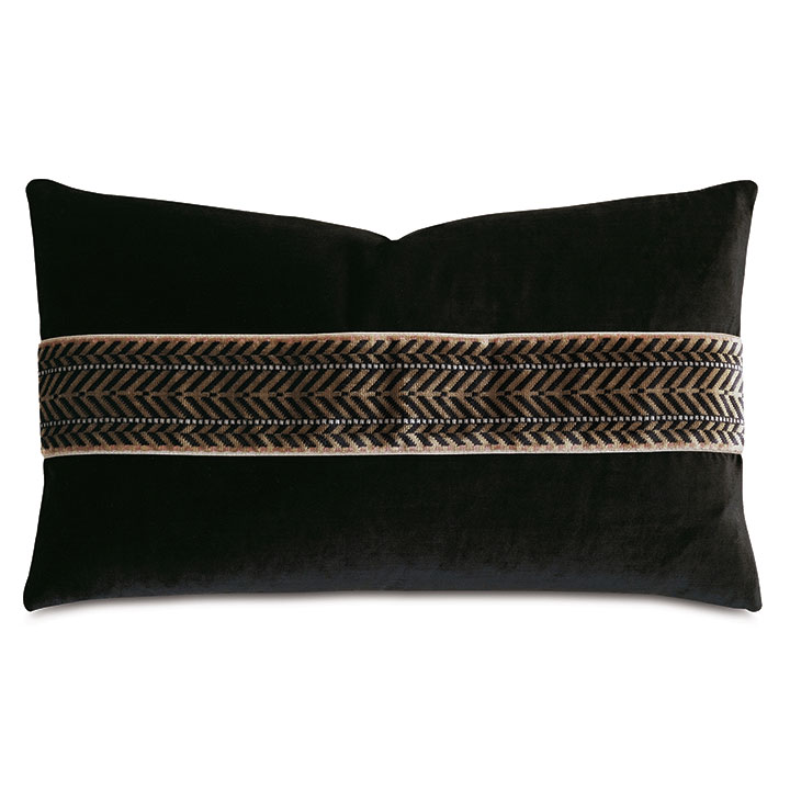 EBONY CHEVRON BORDER DECORATIVE PILLOW