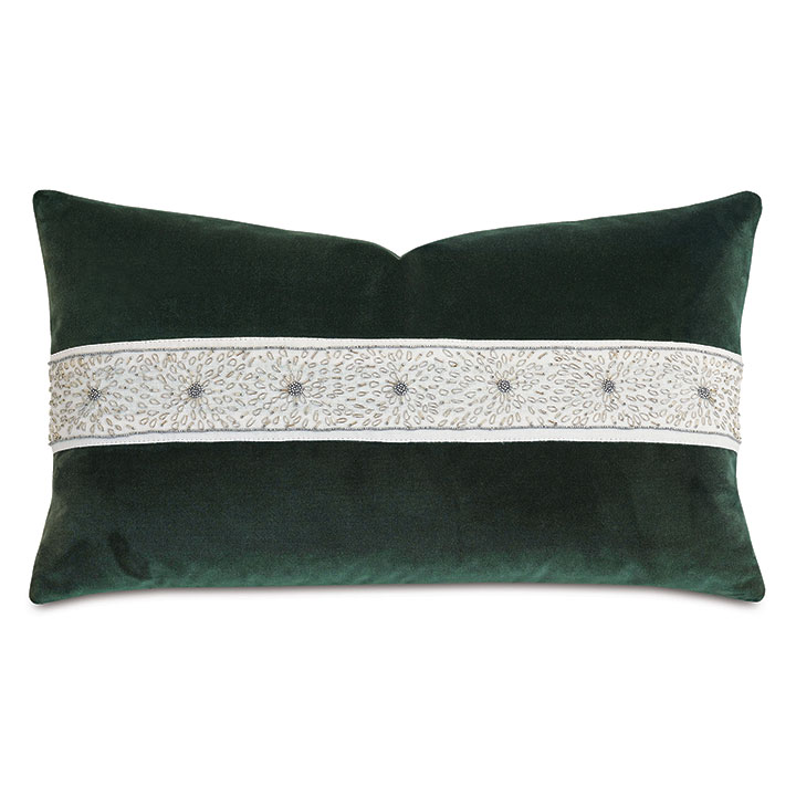 UMA BEADED BORDER DECORATIVE PILLOW IN EMERALD