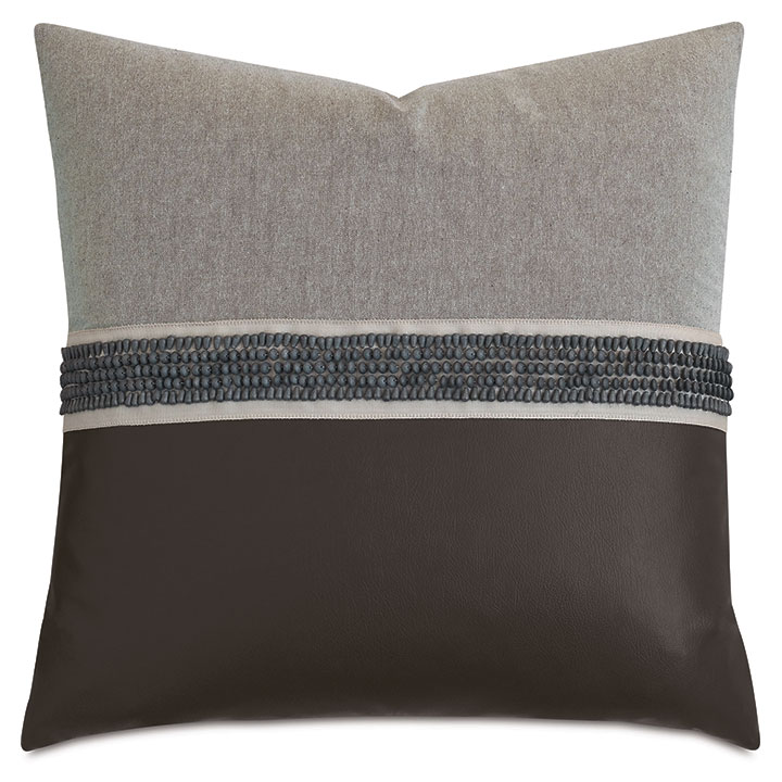 SHELDON BEADED BORDER DECORATIVE PILLOW IN GRANTE