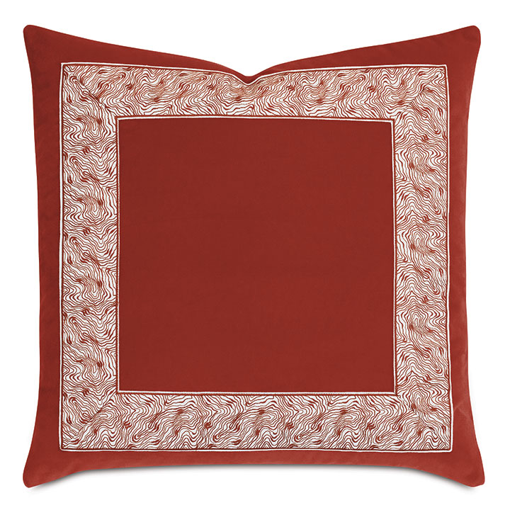 UMA GRAPHIC BORDER DECORATIVE PILLOW IN RUST