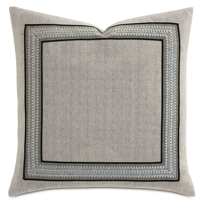 SHELDON EMBROIDERED BORDER DECORATIVE PILLOW IN GRAIN