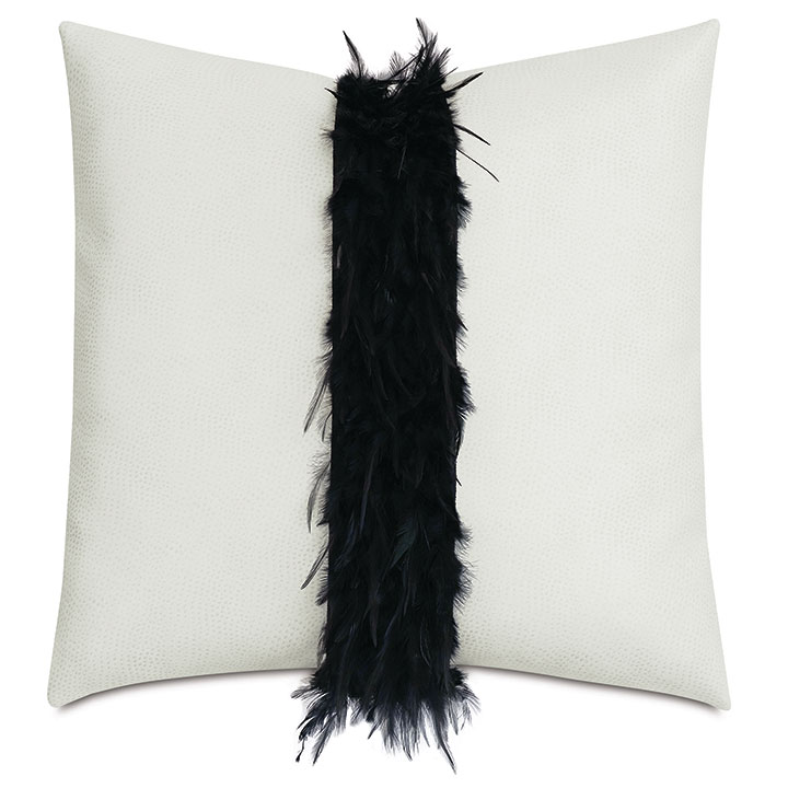 RAVEN FEATHERY BORDER DECORATIVE PILLOW