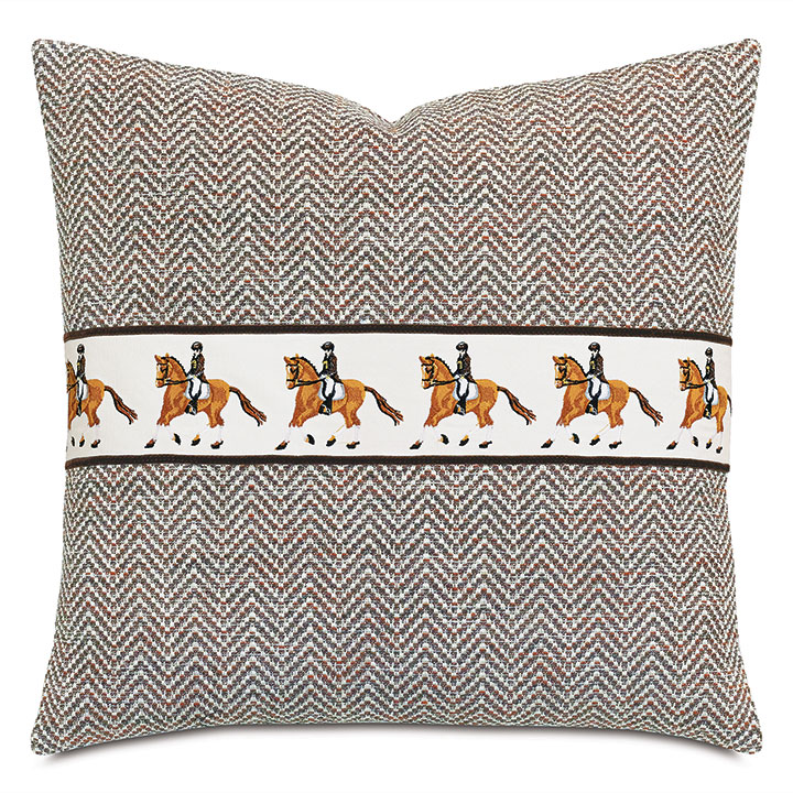 STALLION EMBROIDERED DECORATIVE PILLOW