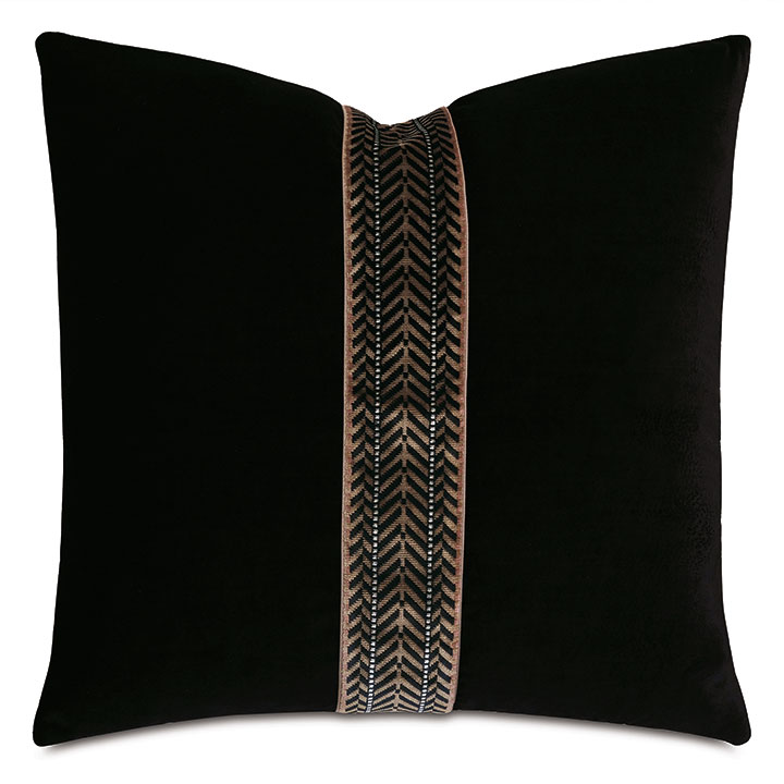 EBONY CHEVRON BORDER DECORATIVE PILLOW