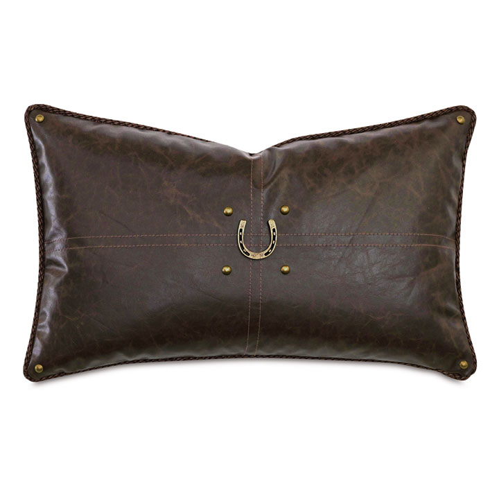 EQUESTRIAN FAUX LEATHER DECORATIVE PILLOW