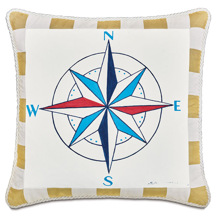 WICKING COMPASS DECORATIVE PILLOW