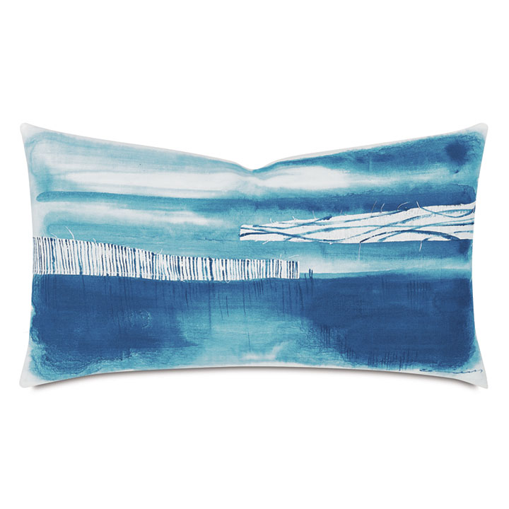 PALETTE HAND PAINTED DECORATIVE PILLOW IN AQUA