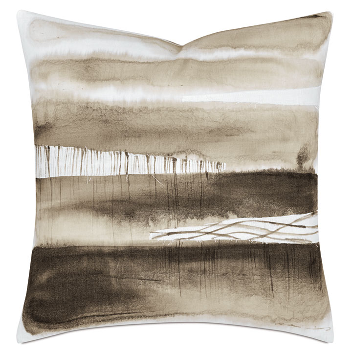 PALETTE HAND PAINTED DECORATIVE PILLOW IN TRUFFLE