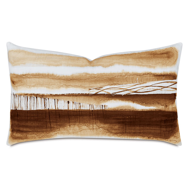 PALETTE HAND PAINTED DECORATIVE PILLOW IN RUST