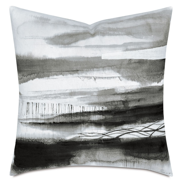 PALETTE HAND PAINTED DECORATIVE PILLOW IN CHARCOAL