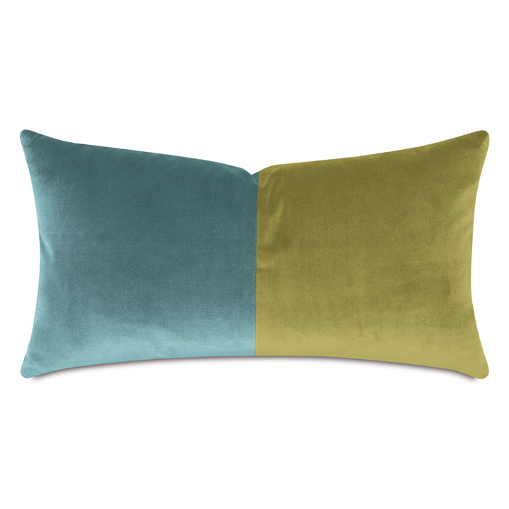 UMA COLORBLOCK DECORATIVE PILLOW IN DARK CYAN