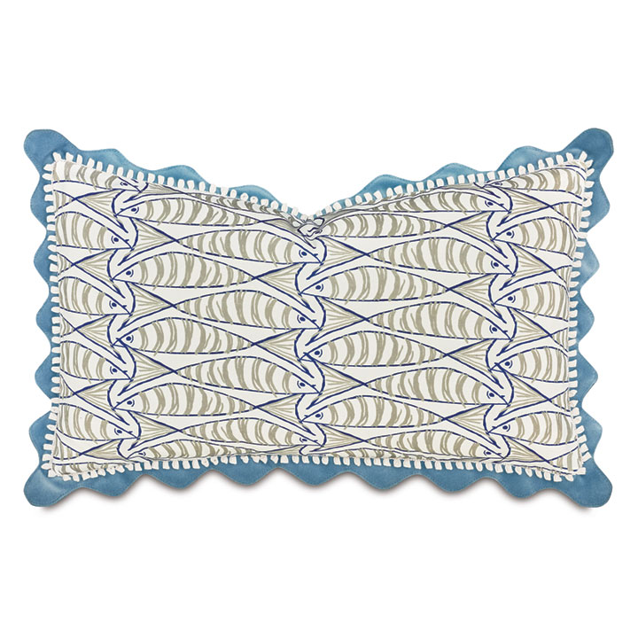 BOQUERONES SCALLOPED DECORATIVE PILLOW IN STORM