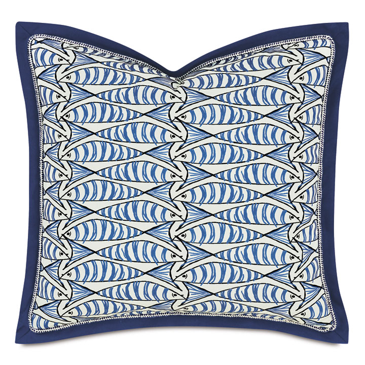 BOQUERONES SARDINES DECORATIVE PILLOW IN SAPPHIRE