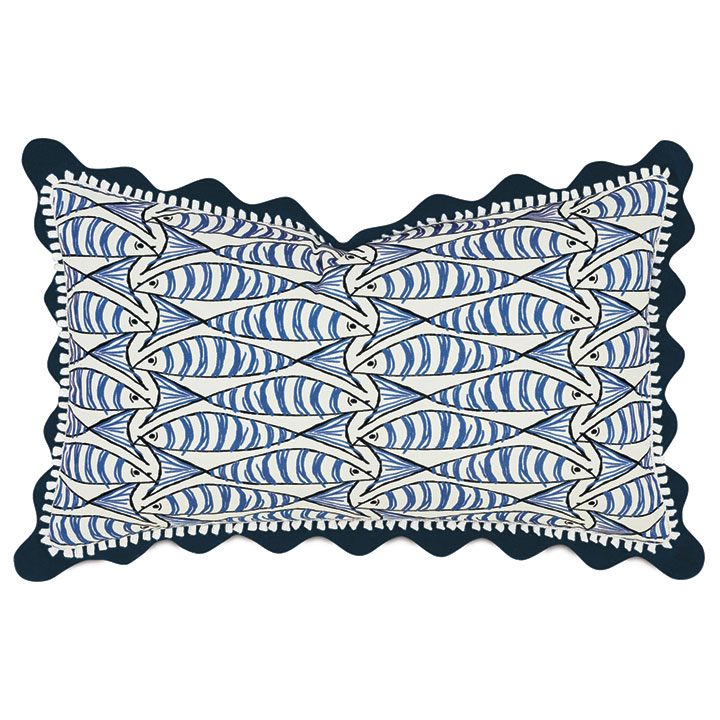 BOQUERONES SCALLOPED DECORATIVE PILLOW IN SAPPHIRE