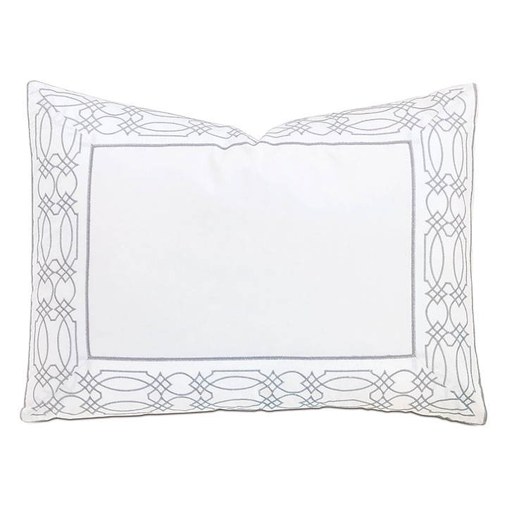 Nicola Embroidered Border Standard Sham in Gray