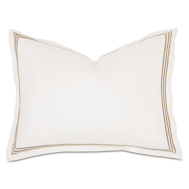 Tessa Satin Stitch Standard Sham in Ivory/Antique