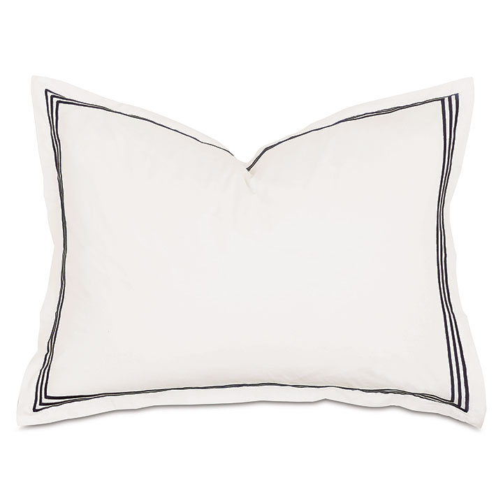 Tessa Satin Stitch Standard Sham in Ivory/Black