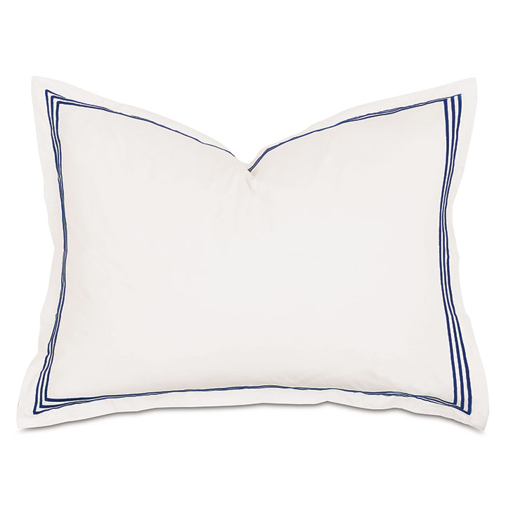 Tessa Satin Stitch Standard Sham in Ivory/Navy