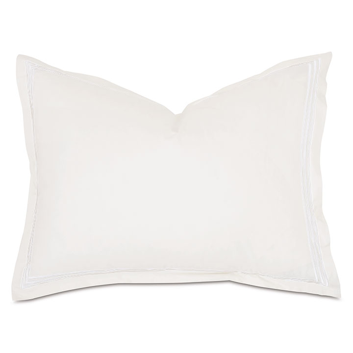 Tessa Satin Stitch Standard Sham in Ivory/White