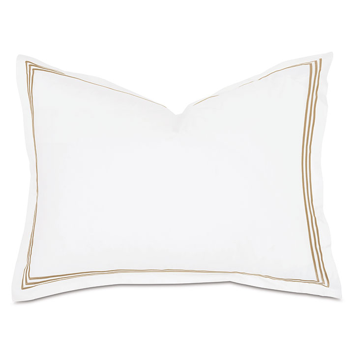 Tessa Satin Stitch Standard Sham in White/Antique