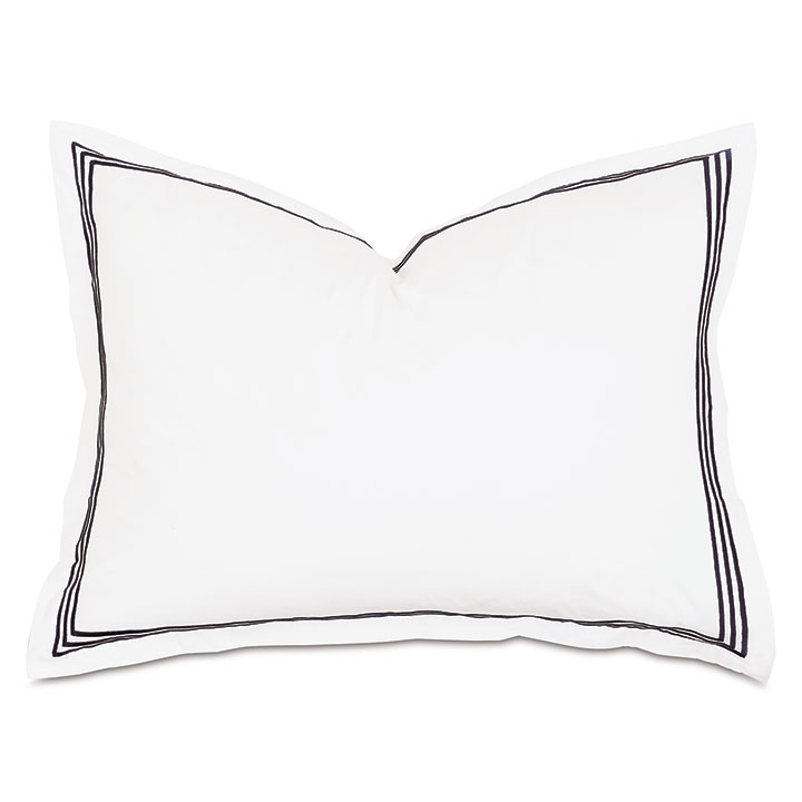 Tessa Satin Stitch Standard Sham in White/Black