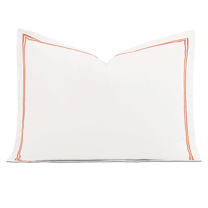 Enzo Satin Stitch Standard Sham in Coral