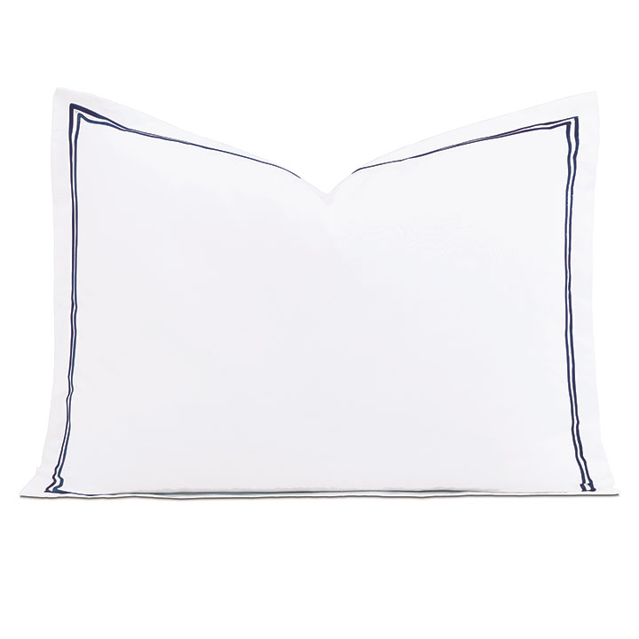 Enzo Satin Stitch Standard Sham in Navy