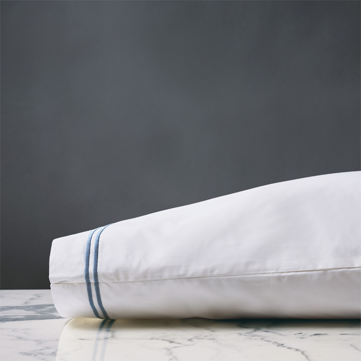 Enzo Satin Stitch Pillowcase in Ocean