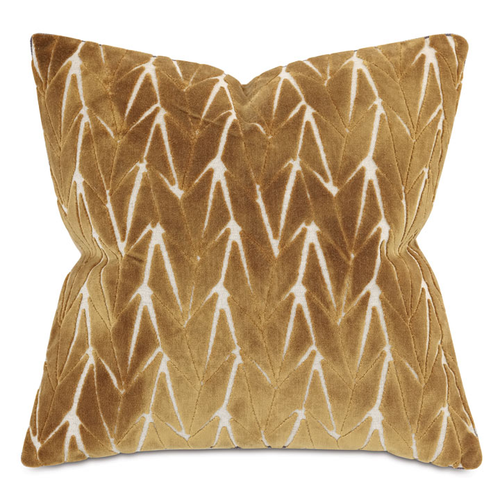 Phase Velvet Decorative Pillow In Mustard