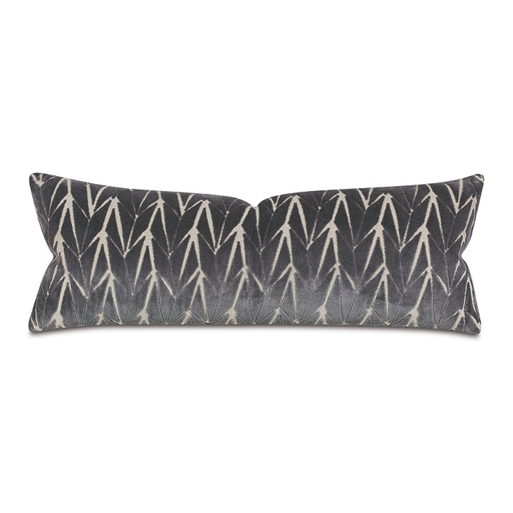 Phase Oblong Velvet Decorative Pillow In Gray