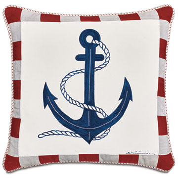 WICKING ANCHOR DECORATIVE PILLOW IN RED