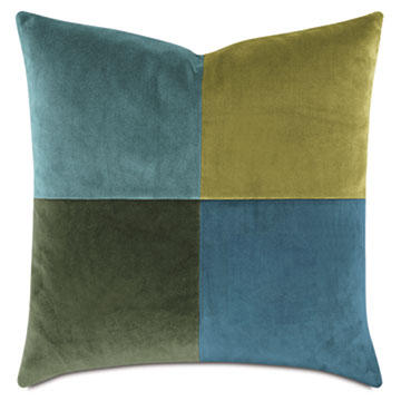 UMA COLORBLOCK DECORATIVE PILLOW IN DARK CYAN