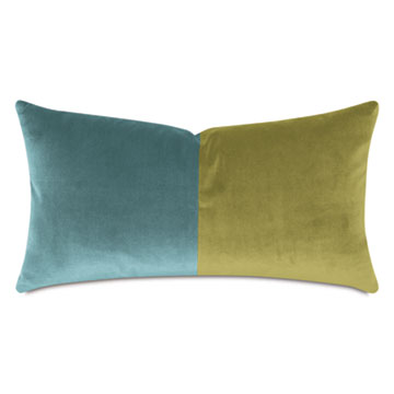 UMA COLORBLOCK DECORATIVE PILLOW IN DARK CYAN