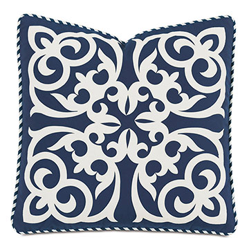 Ahoy Lasercut Decorative Pillow in Navy