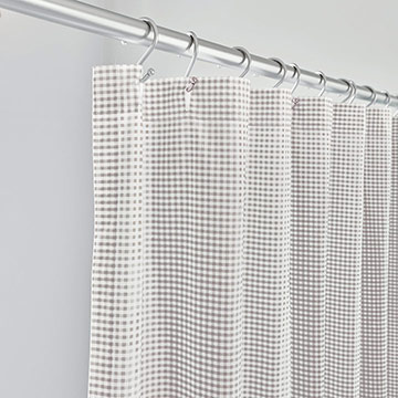 MALAYA GINGHAM SHOWER CURTAIN IN FAWN