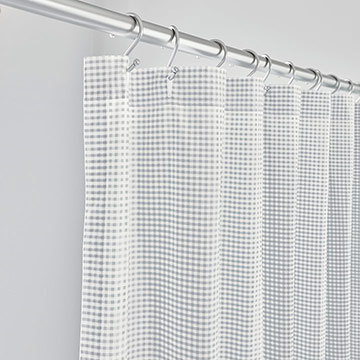 MALAYA GINGHAM SHOWER CURTAIN IN HAZE