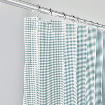 MALAYA GINGHAM SHOWER CURTAIN IN SEA