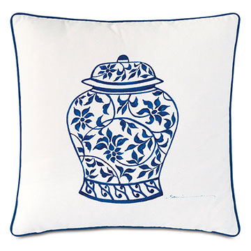 Porcelain Ginger Jar Decorative Pillow