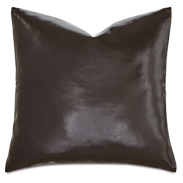 Muse Vegan Leather Decorative Pillow in Coffee