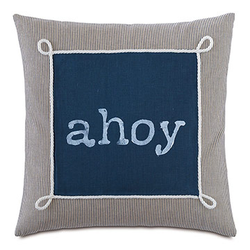 Bay Blockprinted Decorative Pillow in Ahoy