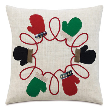 Mitten Applique Decorative Pillow