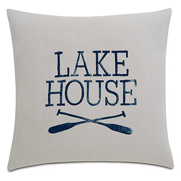 Cove Blockprinted Decorative Pillow in Lake