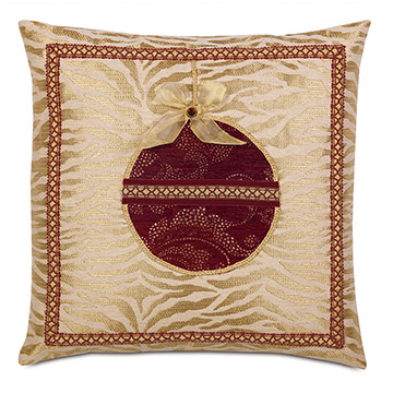 Noel Ornament Decorative Pillow in Gold