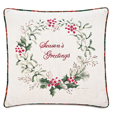 HOLIDAY WREATH DECORATIVE PILLOW