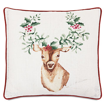 REINDEER WREATH DECORATIVE PILLOW