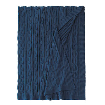 Avalon Cableknit Throw In Indigo