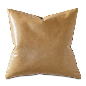 Tudor Leather Decorative Pillow In Gold