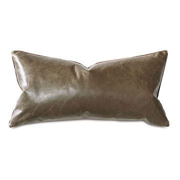 Tudor Leather Decorative Pillow In Cocoa