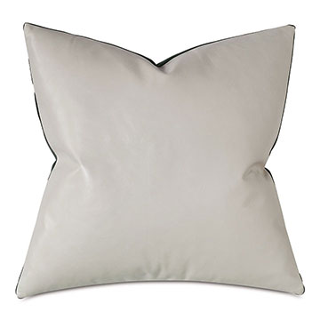 Tudor Leather Decorative Pillow In Vanilla