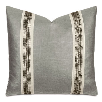 Dax Beaded Trim Decorative Pillow in Taupe